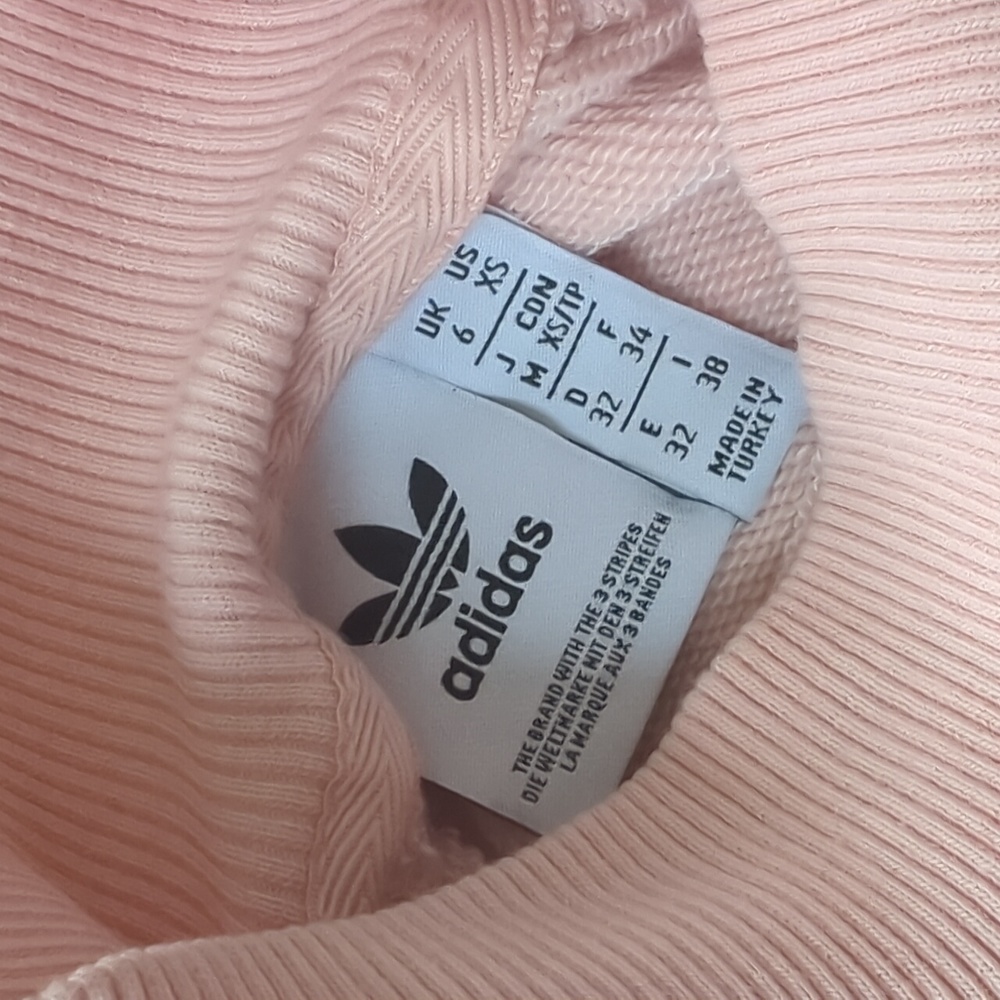 ADIDAS I Pink Turtle Neck LOVE-SET Sweatshirt w/ Embroidered Flowers & Quote, XS - Picture 13 of 15